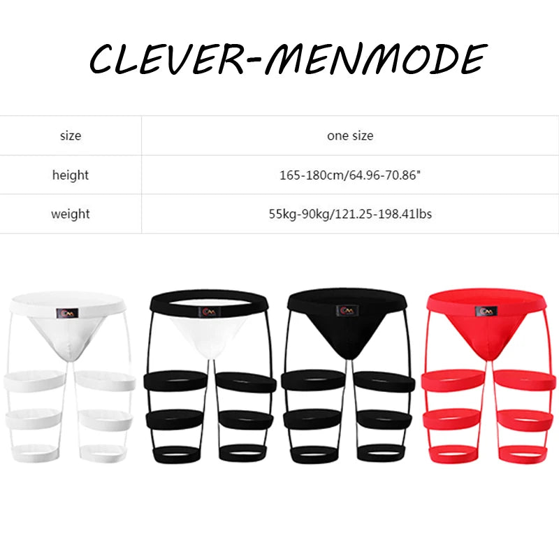 Sexy Mens Jockstrap Thigh Suspender Briefs With Bandage Belt Male