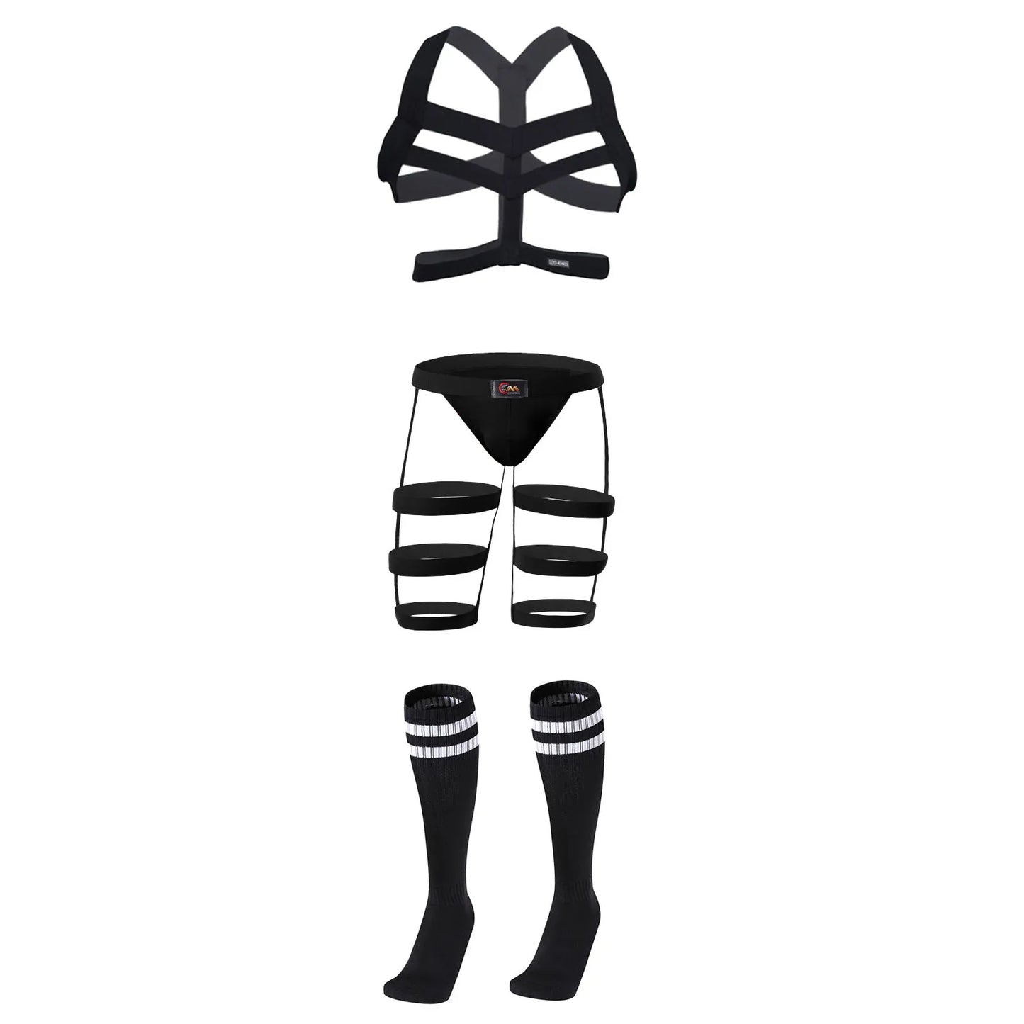 Sexy Mens Jockstrap Thigh Suspender Briefs With Bandage Belt Male