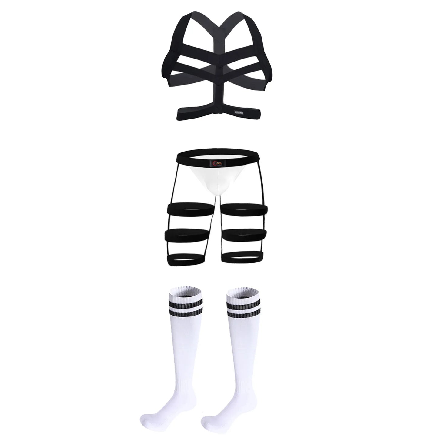 Sexy Mens Jockstrap Thigh Suspender Briefs With Bandage Belt Male