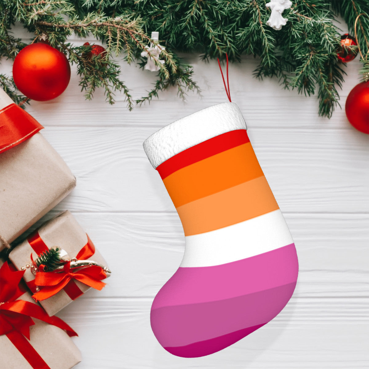 Lesbian Pride Flag Holiday Stocking 11" x 17.7"