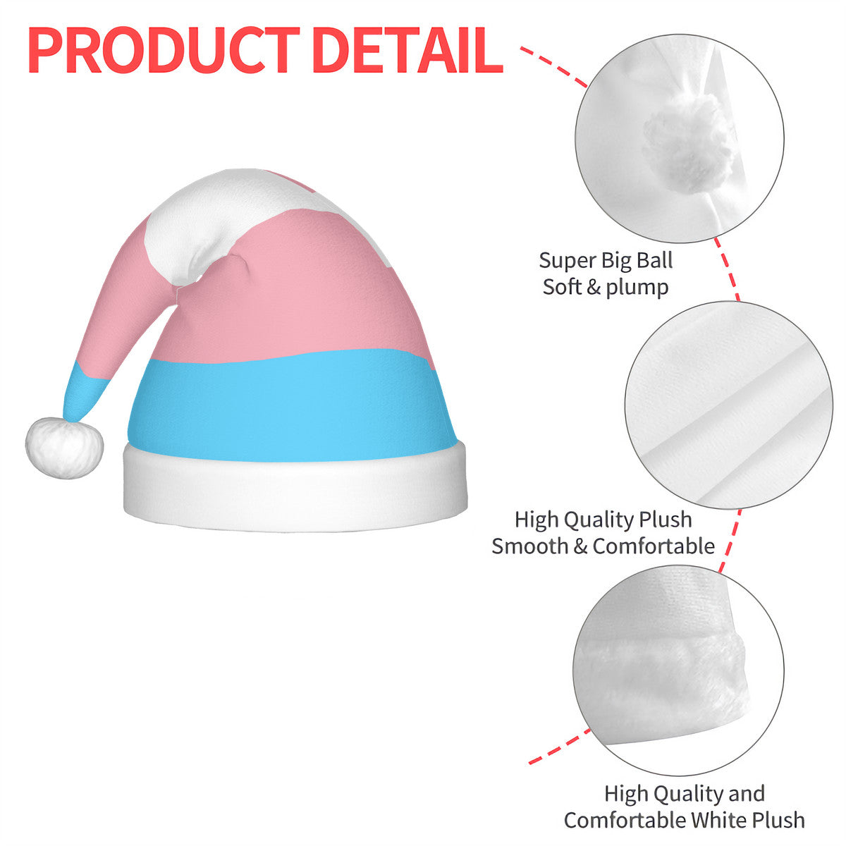 Transgender Pride Flag Adult Plush Holiday Hat