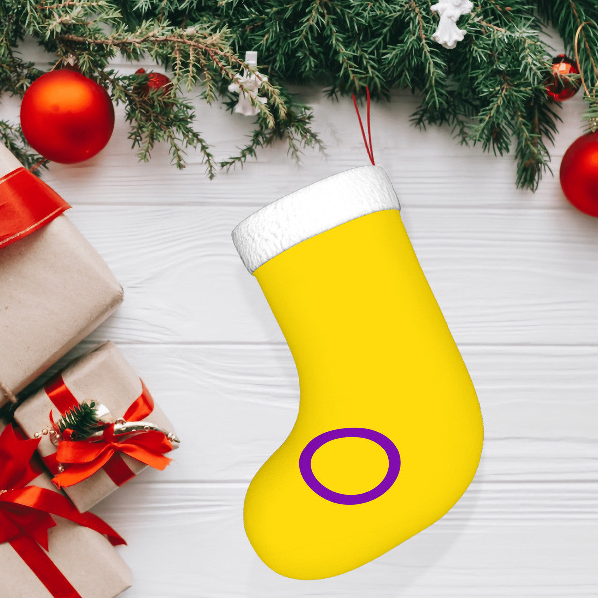 Intersex Pride Flag Holiday Stocking 11" x 17.7"