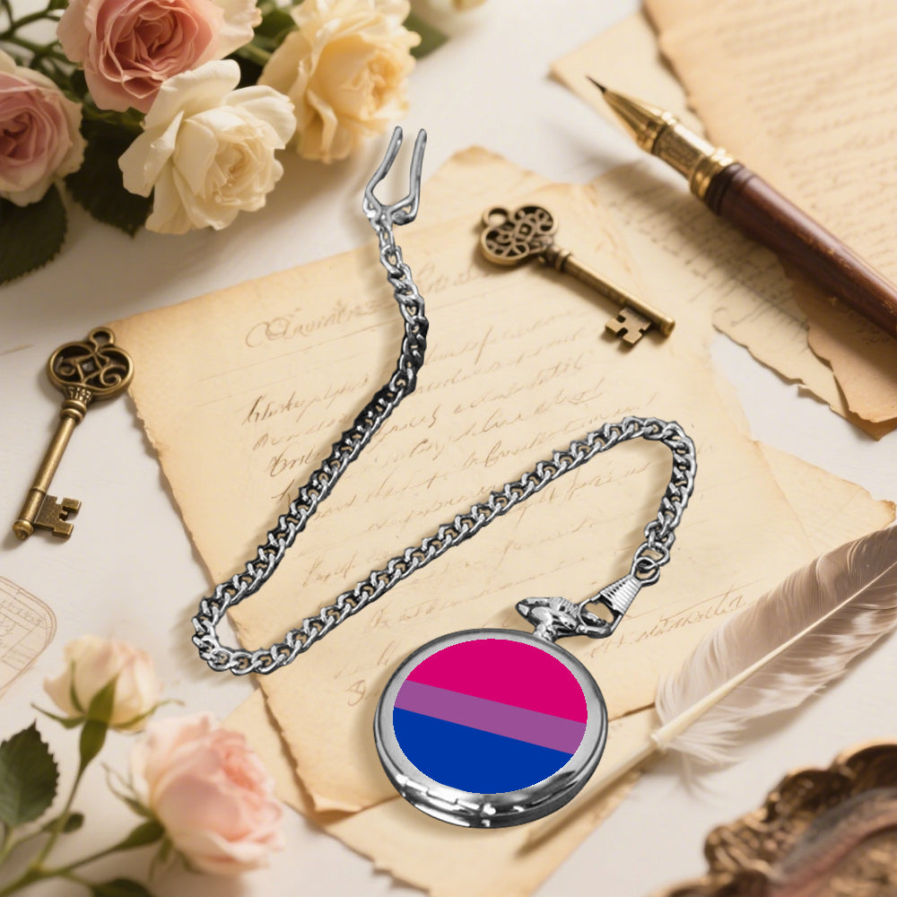 Bisexual Pride Flag Round Pocket Watch