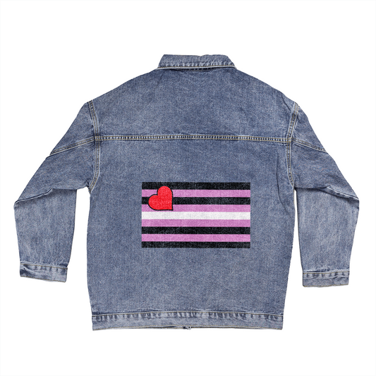 Leather Girl Pride Flag Denim Jacket