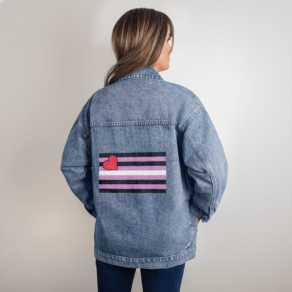 Leather Girl Pride Flag Denim Jacket
