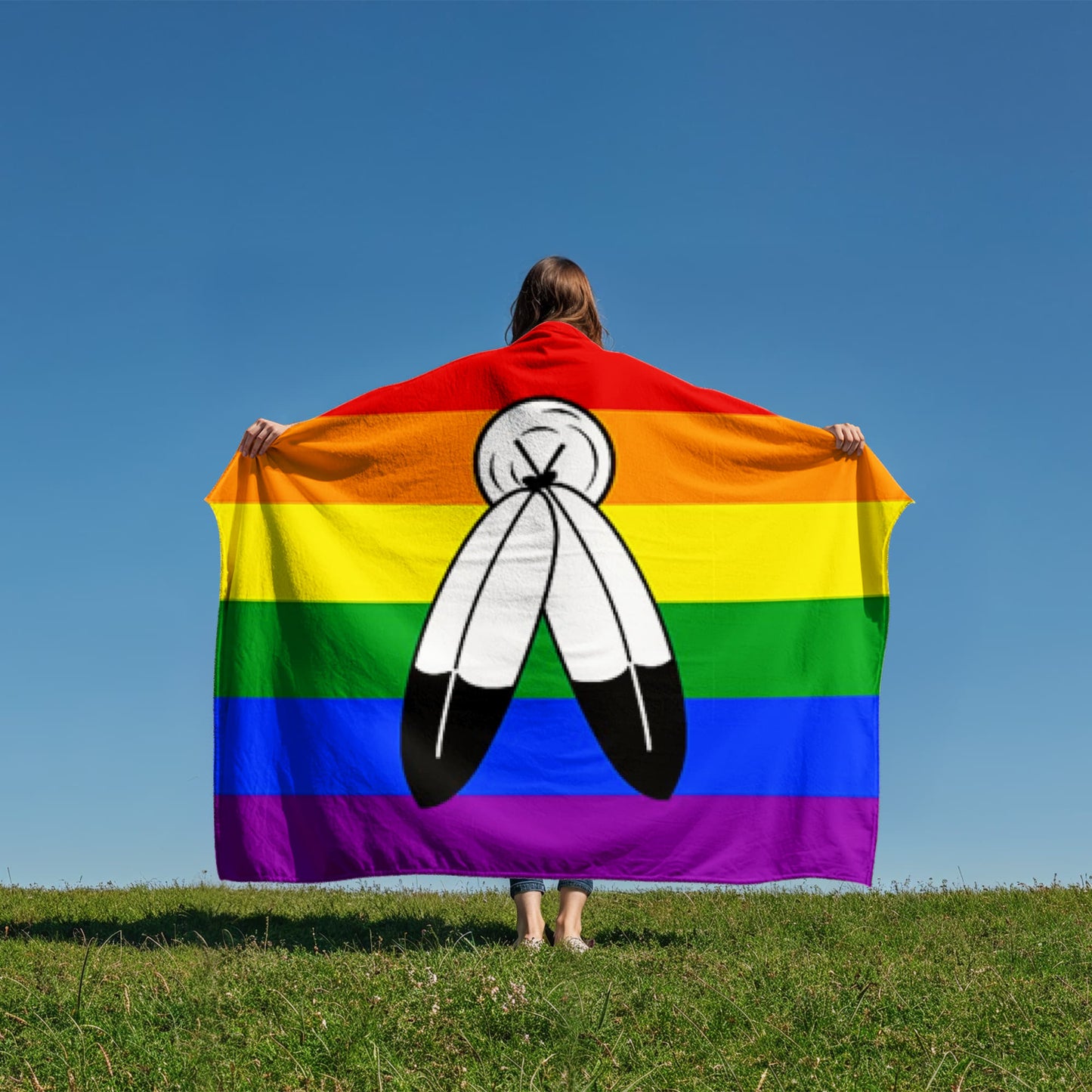 Two-Spirit Pride Flag Fleece Blanket