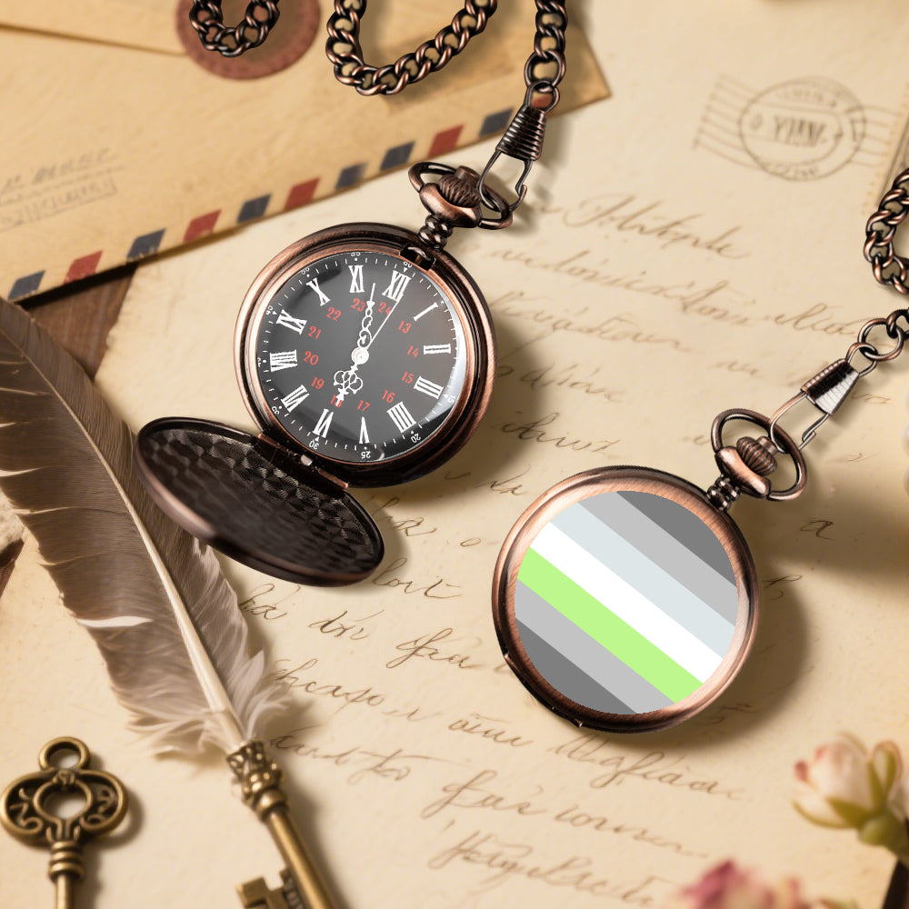 Demiagender Pride Flag Round Pocket Watch