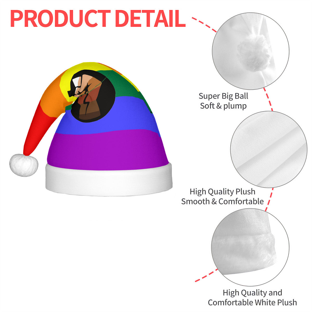 QPOC Pride Flag Adult Glowing Plush Holiday Hat