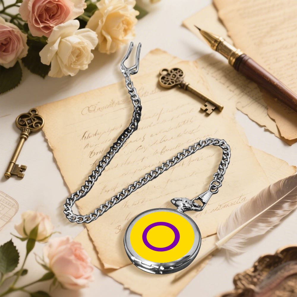 Intersex Pride Flag Round Pocket Watch