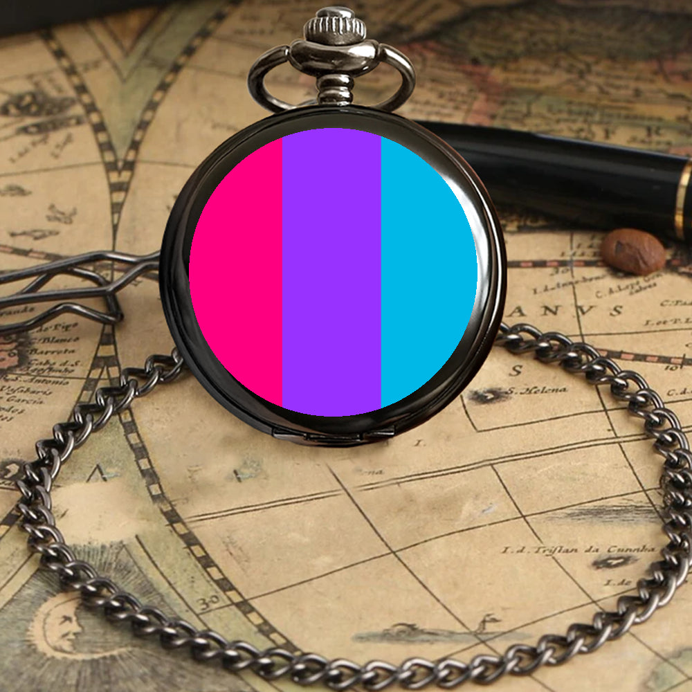 Androgyne Pride Flag Round Pocket Watch