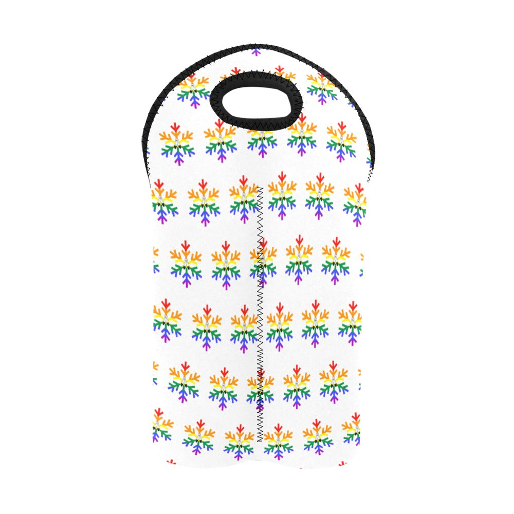 Two-Spirit Pride Flag Snowflake 2-Bottle Neoprene Wine Bag