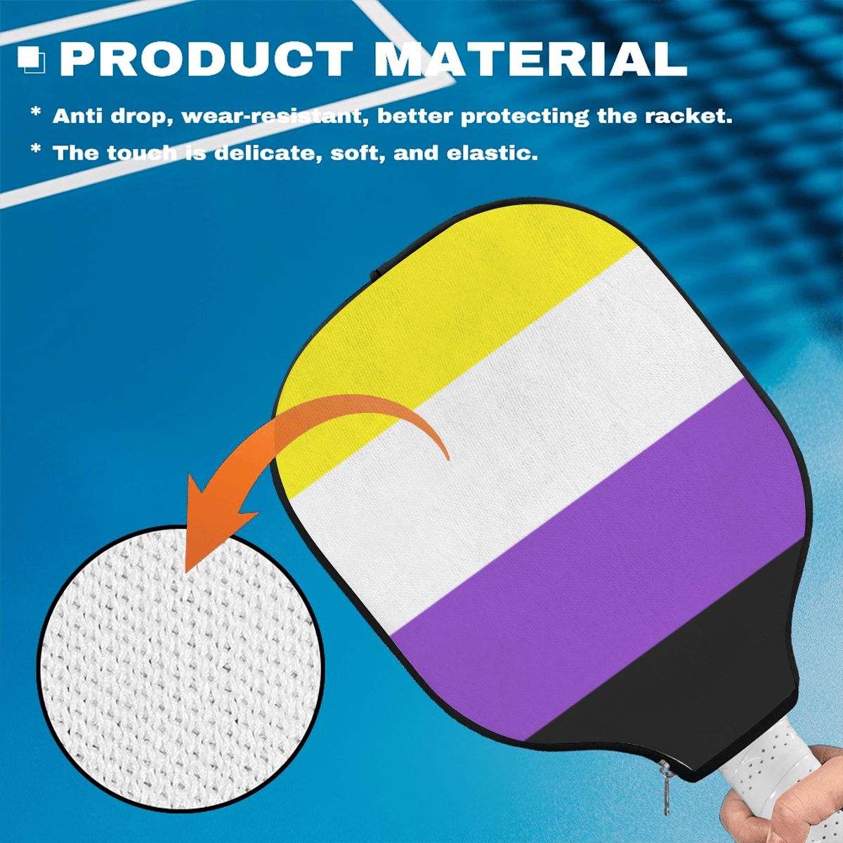 Non-Binary Pride Flag Pickleball Paddle Cover