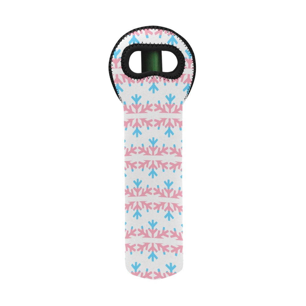 Transgender Pride Flag Snowflake Neoprene Wine Bag