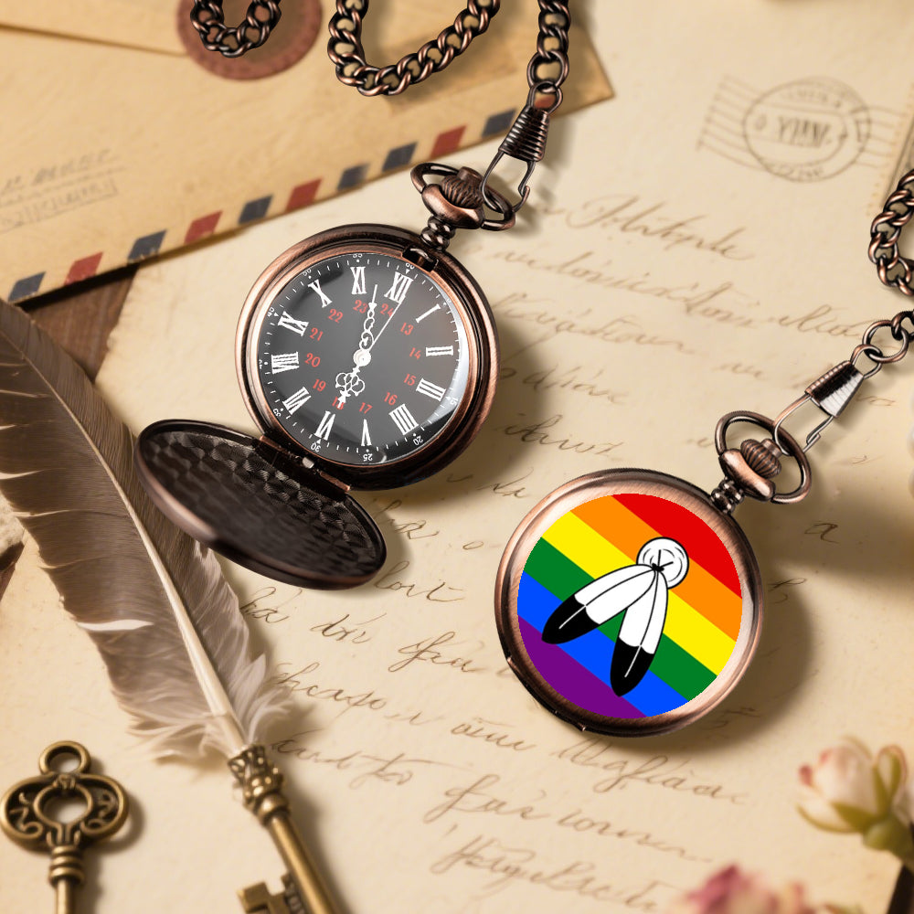 Two-Spirit Pride Flag Round Pocket Watch