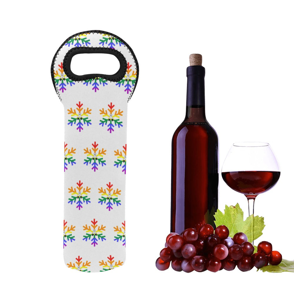 Two-Spirit Pride Flag Snowflake Neoprene Wine Bag