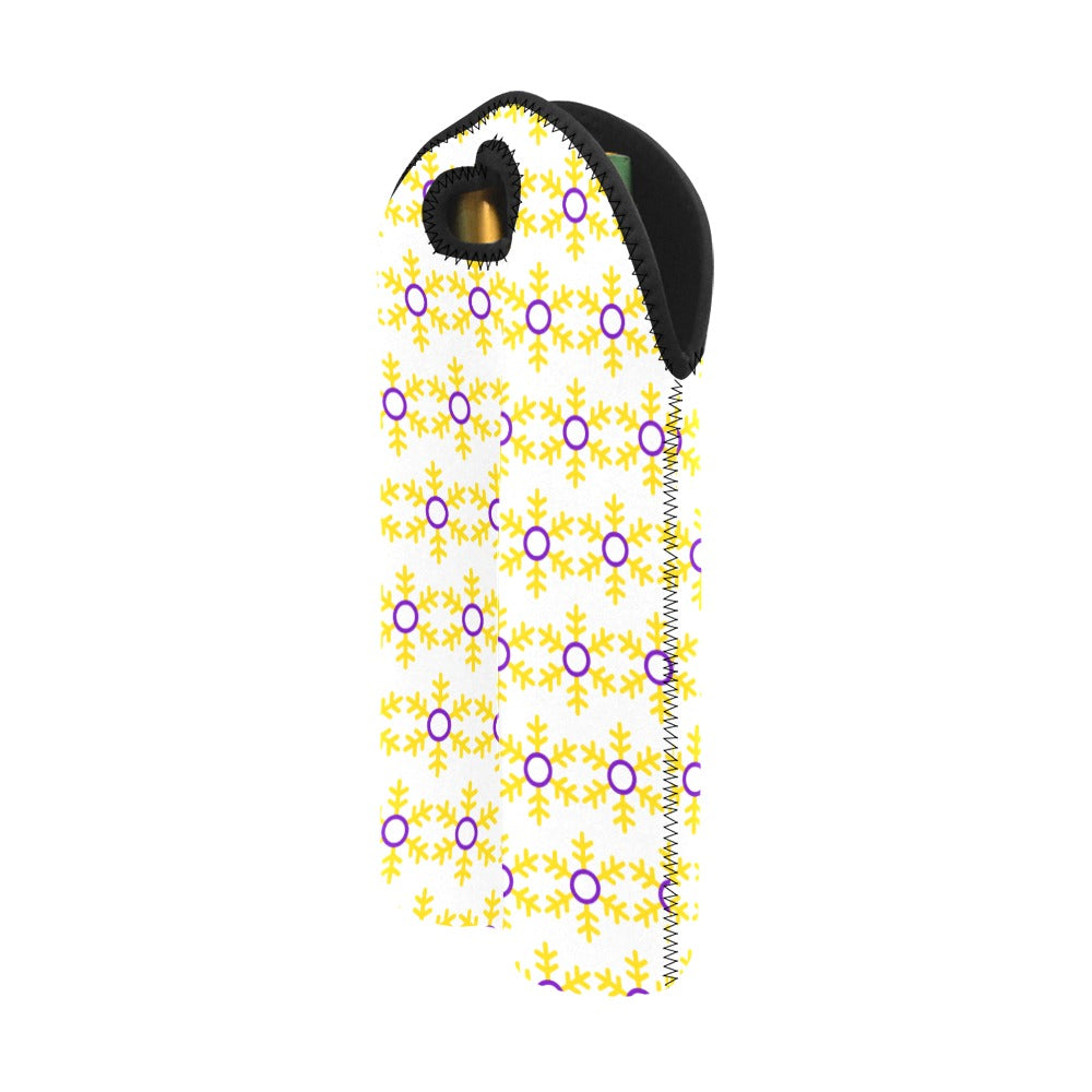 Intersex Pride Flag Snowflake 2-Bottle Neoprene Wine Bag