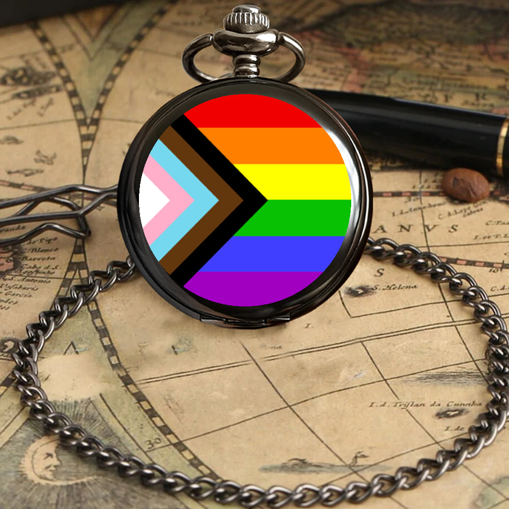 Progress Pride Flag Round Pocket Watch