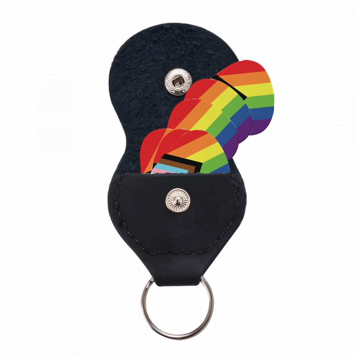 Inclusive Progress Pride Flag Set of 6 Guitar Pick and Case - .46 mm, .71 mm or .96 mm