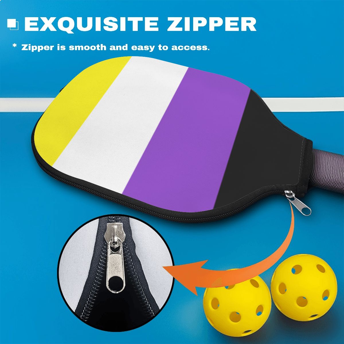 Non-Binary Pride Flag Pickleball Paddle Cover