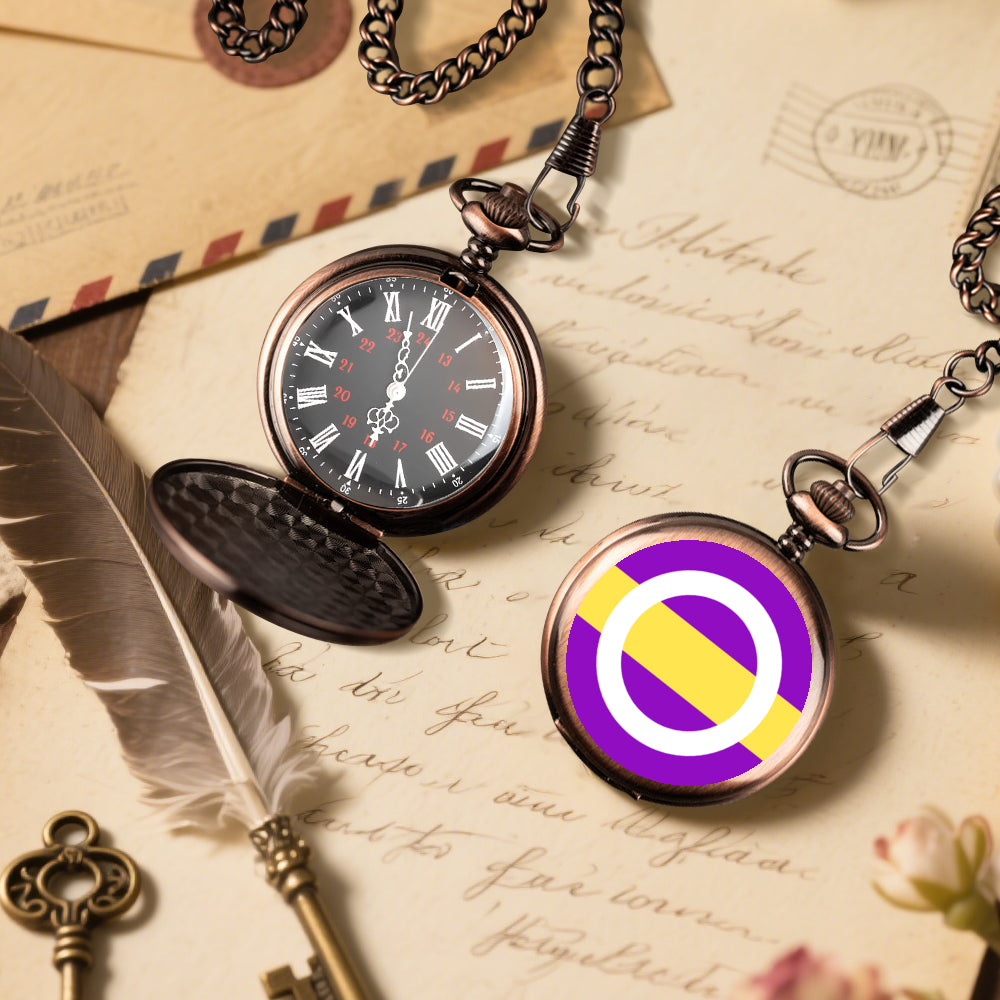Intergender Pride Flag Round Pocket Watch