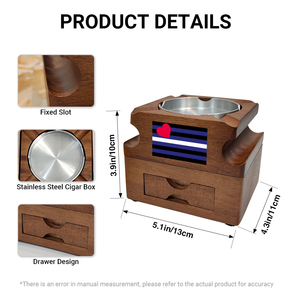 Wooden Whiskey Glass Holder & Cigar Tray-1 Side Engraved
