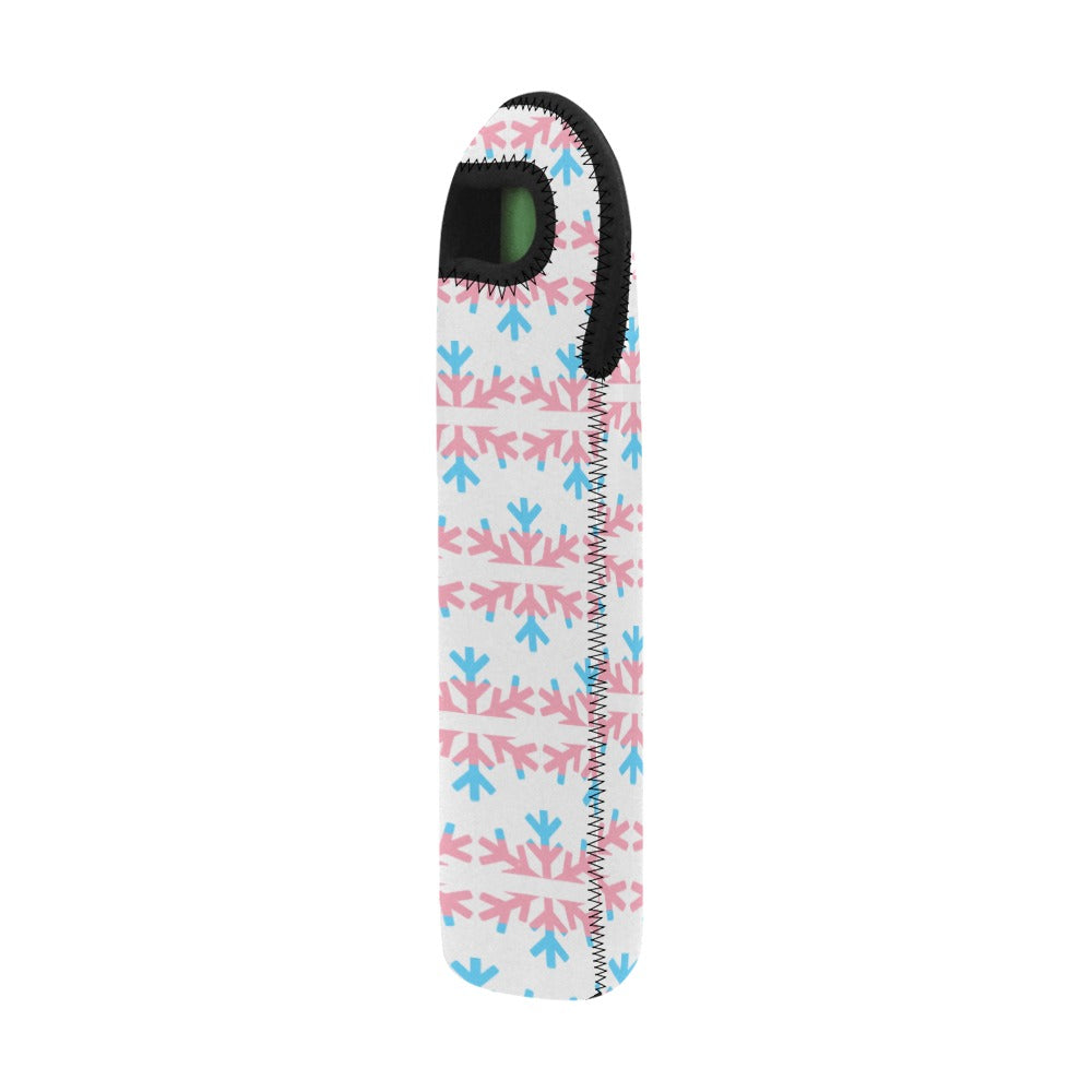 Transgender Pride Flag Snowflake Neoprene Wine Bag