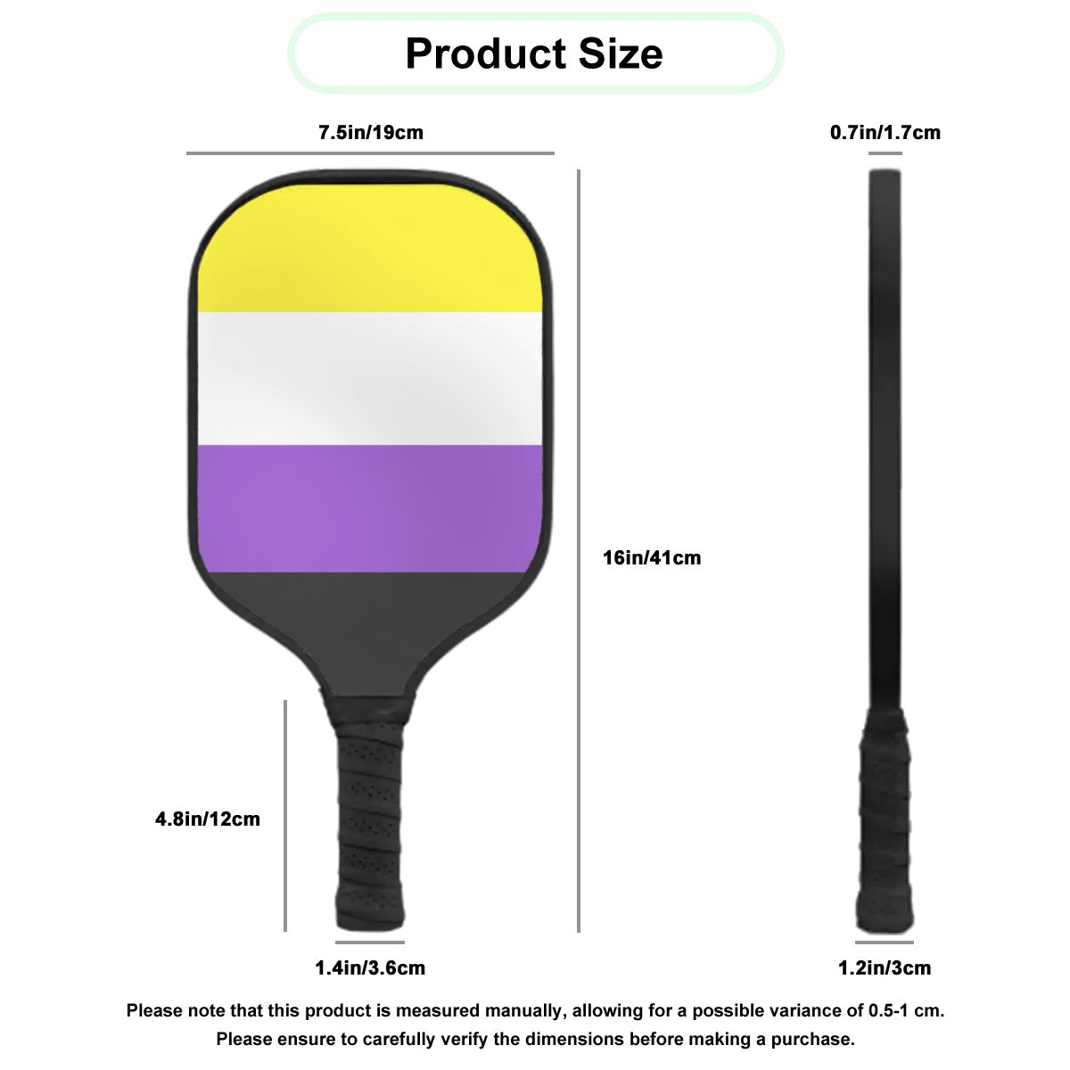 Non-Binary Pride Flag Pickleball Paddle