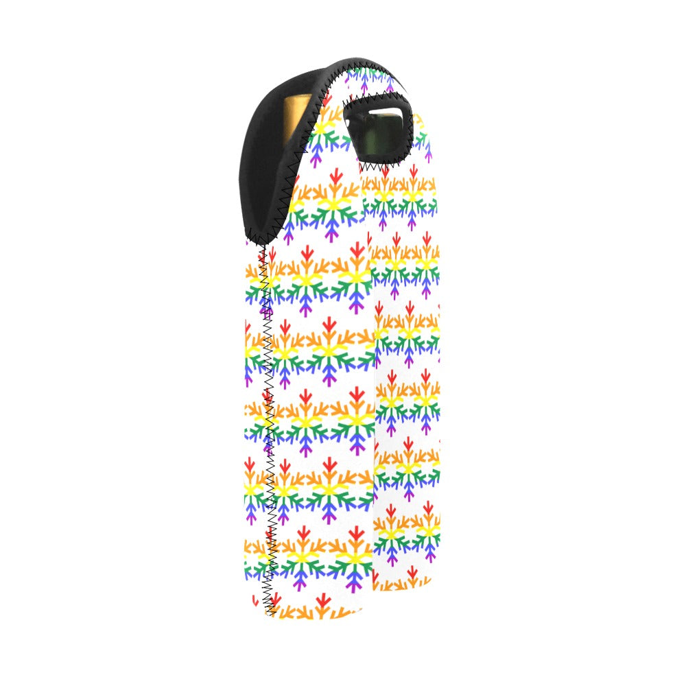 Rainbow Pride Flag Snowflake 2-Bottle Neoprene Wine Bag
