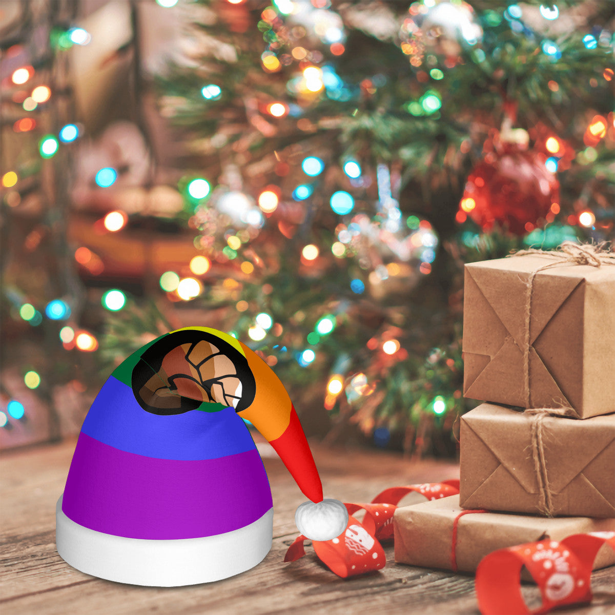 QPOC Pride Flag Adult Plush Holiday Hat