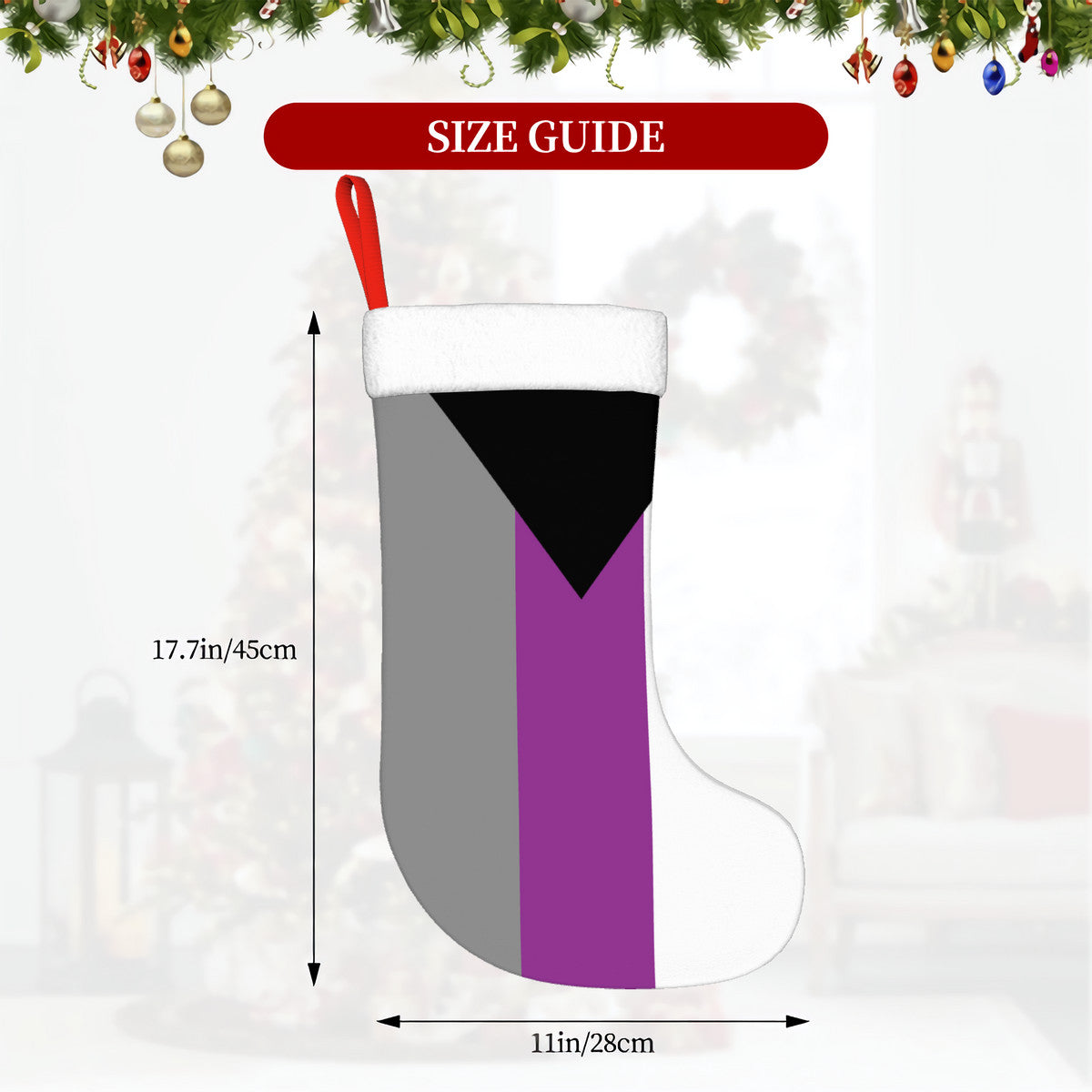 Demisexual Pride Flag Holiday Stocking 11" x 17.7"