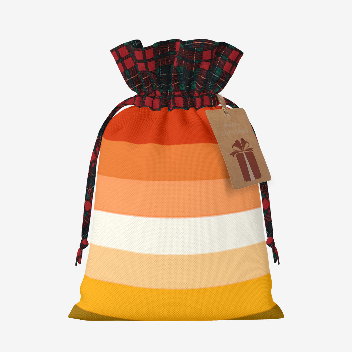 Butch Pride Flag Plaid (Mod Q) Linen Drawstring Gift Bag - Multiple Sizes