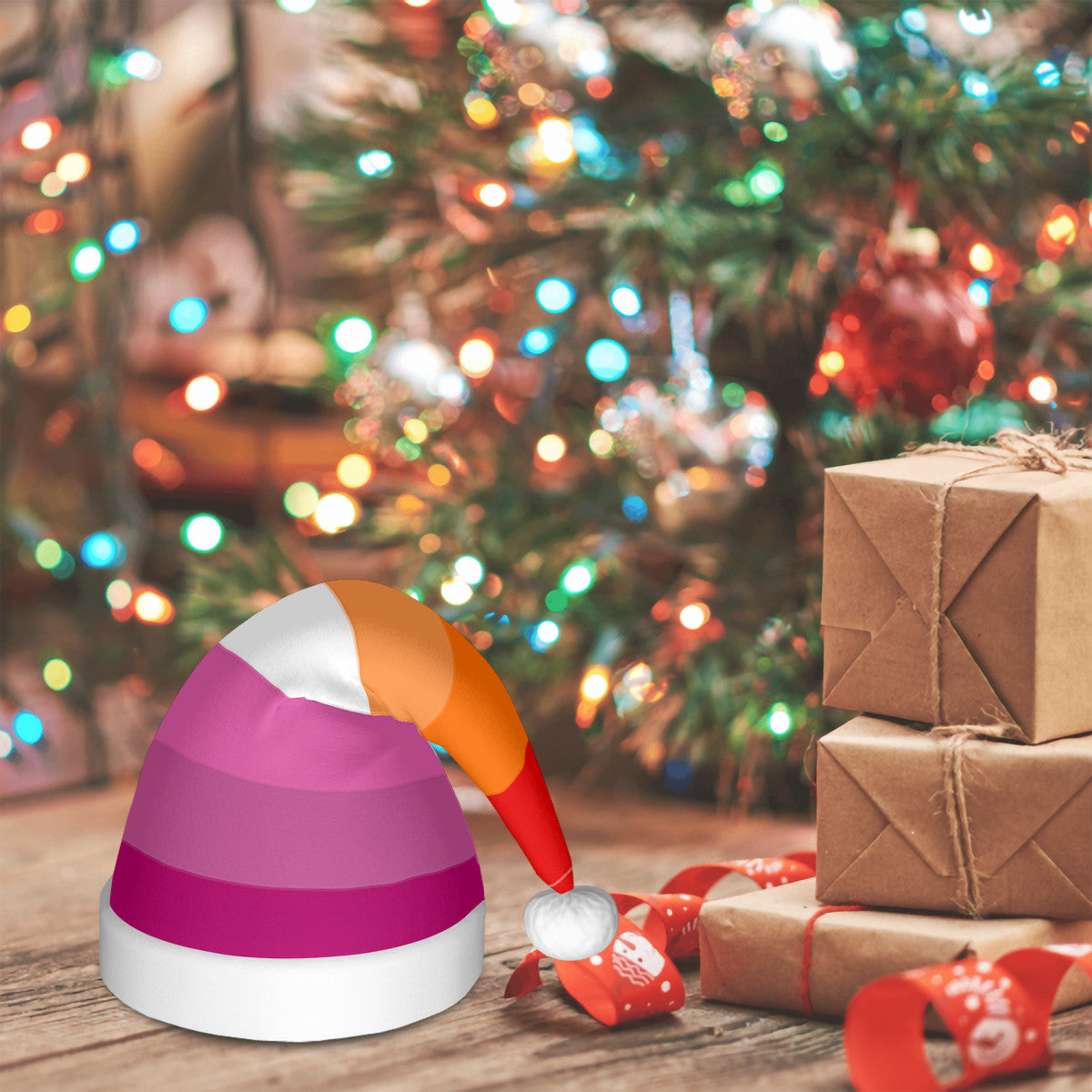 Lesbian Pride Flag Adult Glowing Plush Holiday Hat