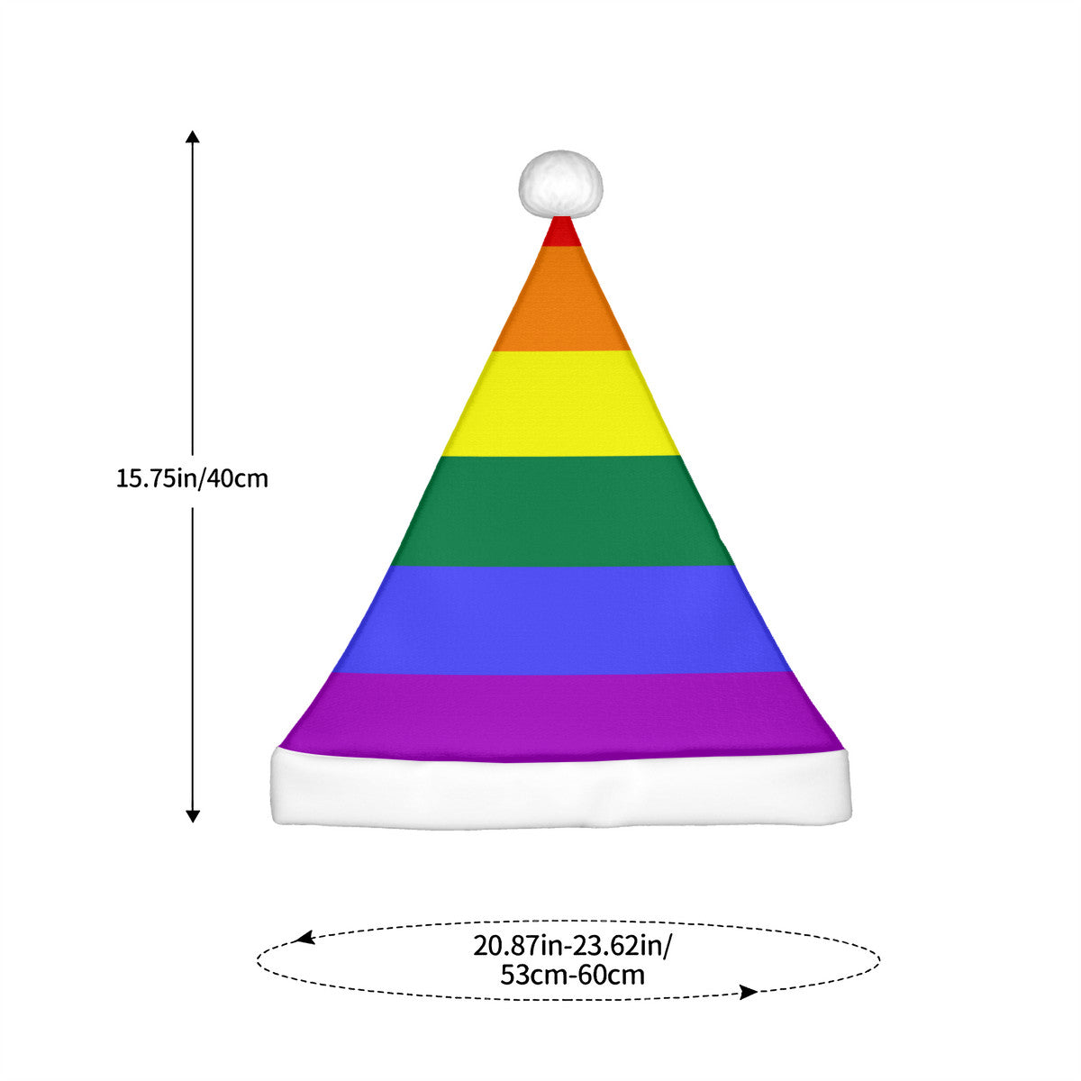 Rainbow Pride Flag Adult Plush Holiday Hat