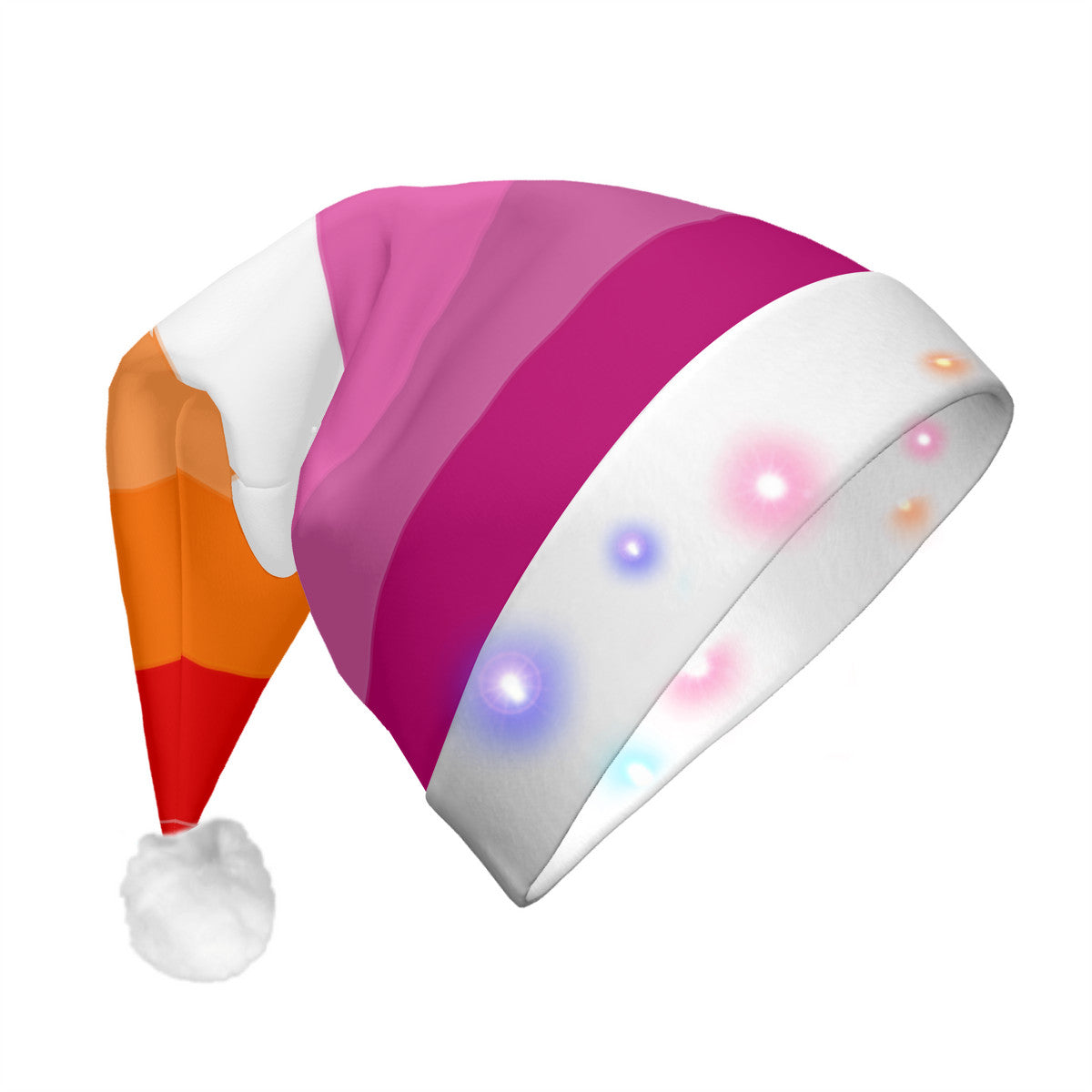 Lesbian Pride Flag Adult Glowing Plush Holiday Hat