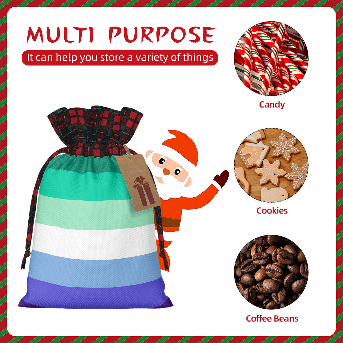 MLM Pride Flag Plaid Linen Drawstring Gift Bag - Multiple Sizes
