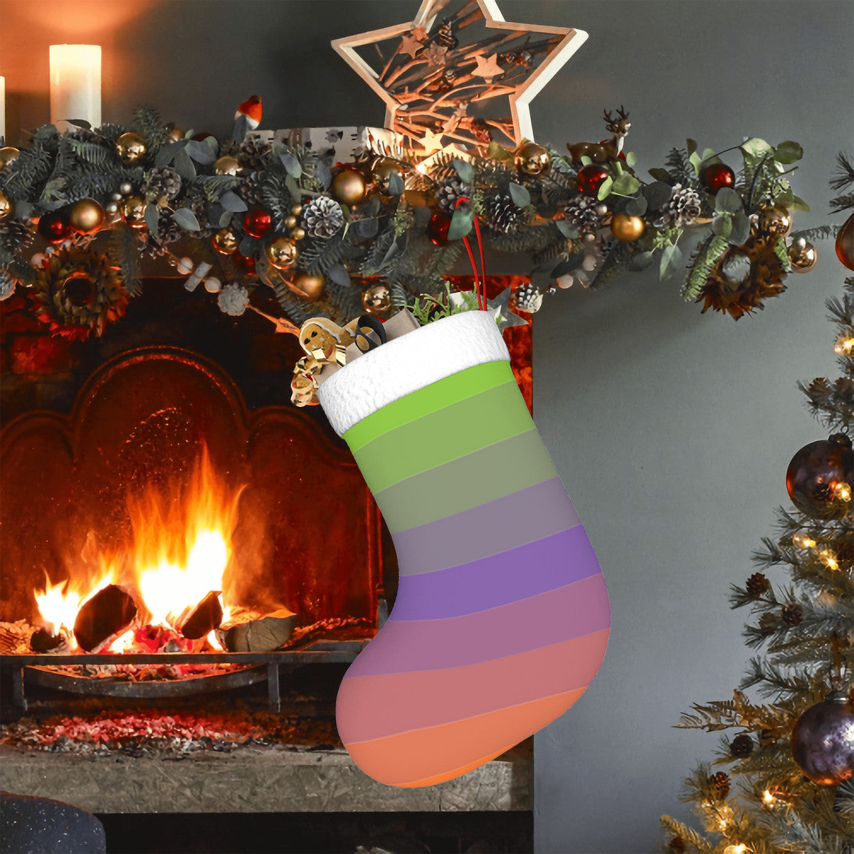 Aliagender Pride Flag Holiday Stocking 11" x 17.7"