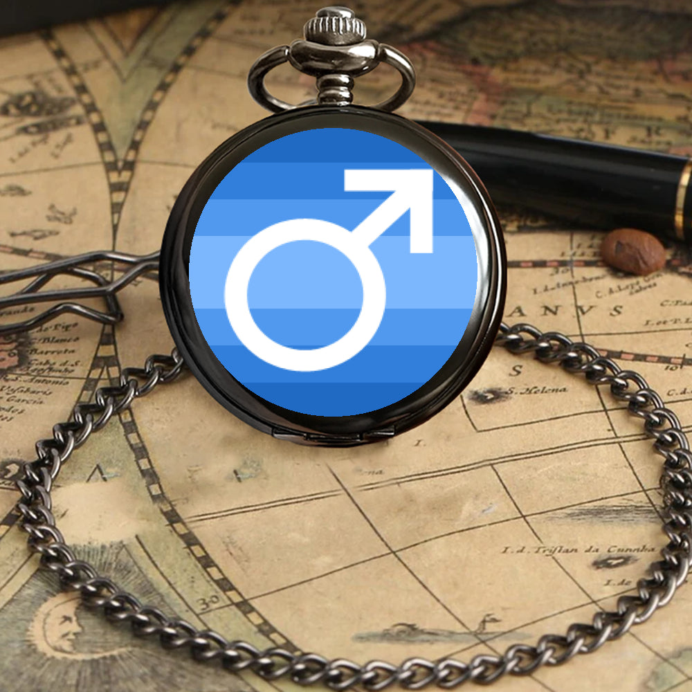 Male (cis) Pride Flag Round Pocket Watch