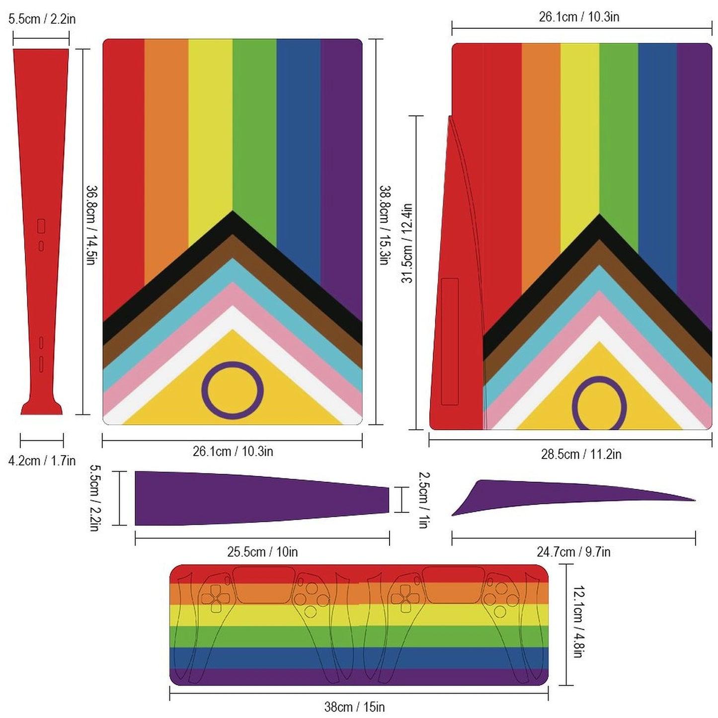 Inclusive Progress Pride Flag PS5 Game Console Sticker (Optical Drive Version)