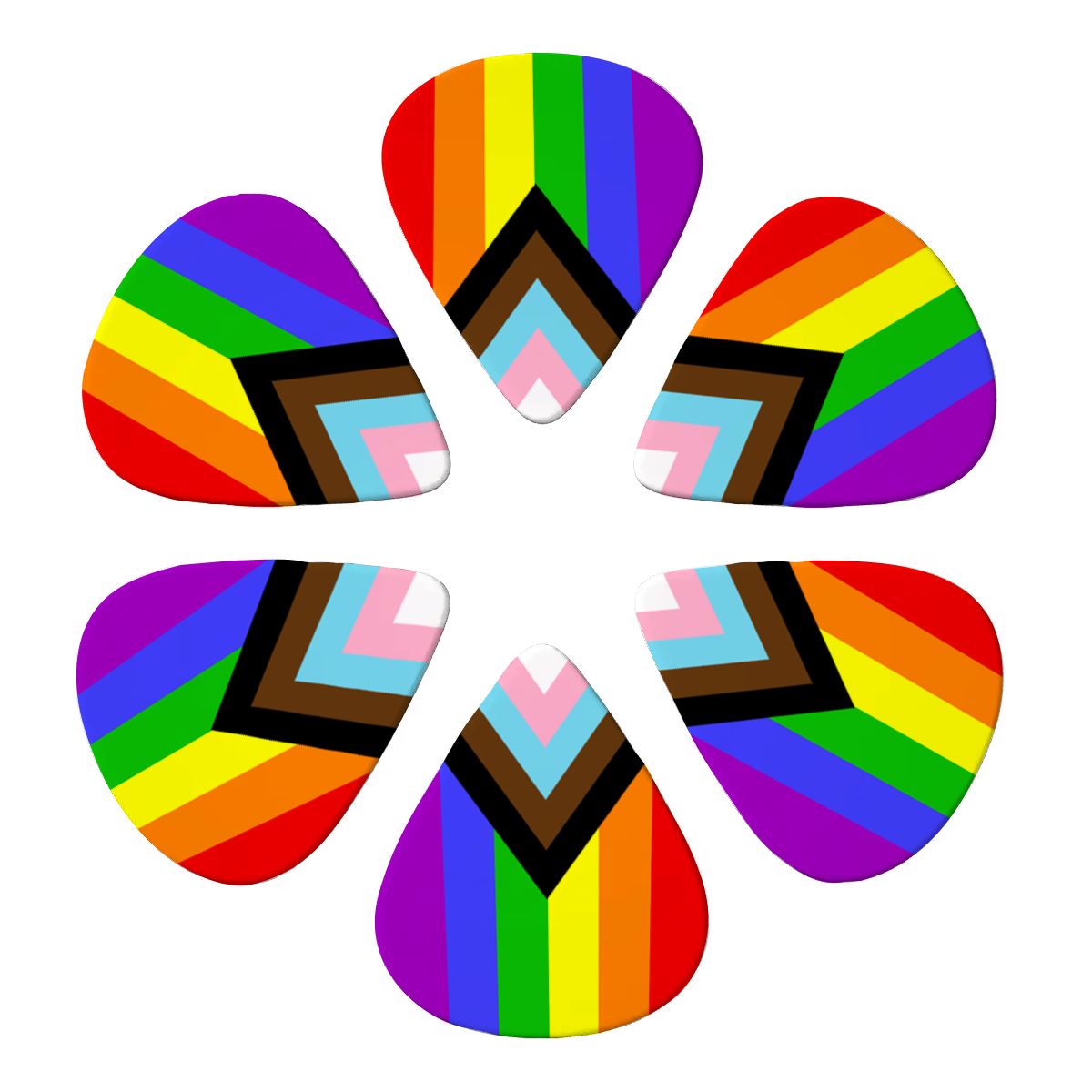 Progress Pride Flag Set of 6 Guitar Pick and Case - .46 mm, .71 mm or .96 mm