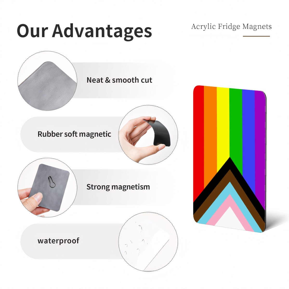Progress Pride Flag Rectangle Magnet
