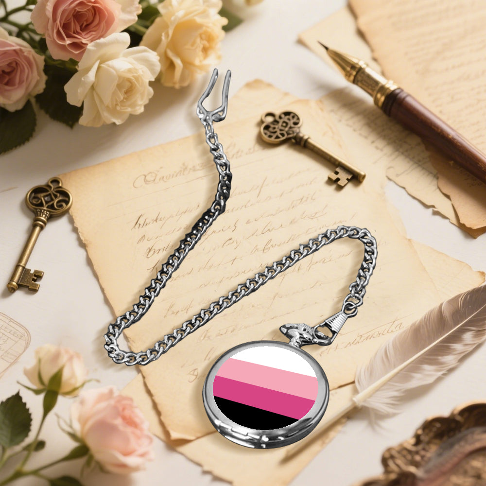 Transfeminine Pride Flag Round Pocket Watch