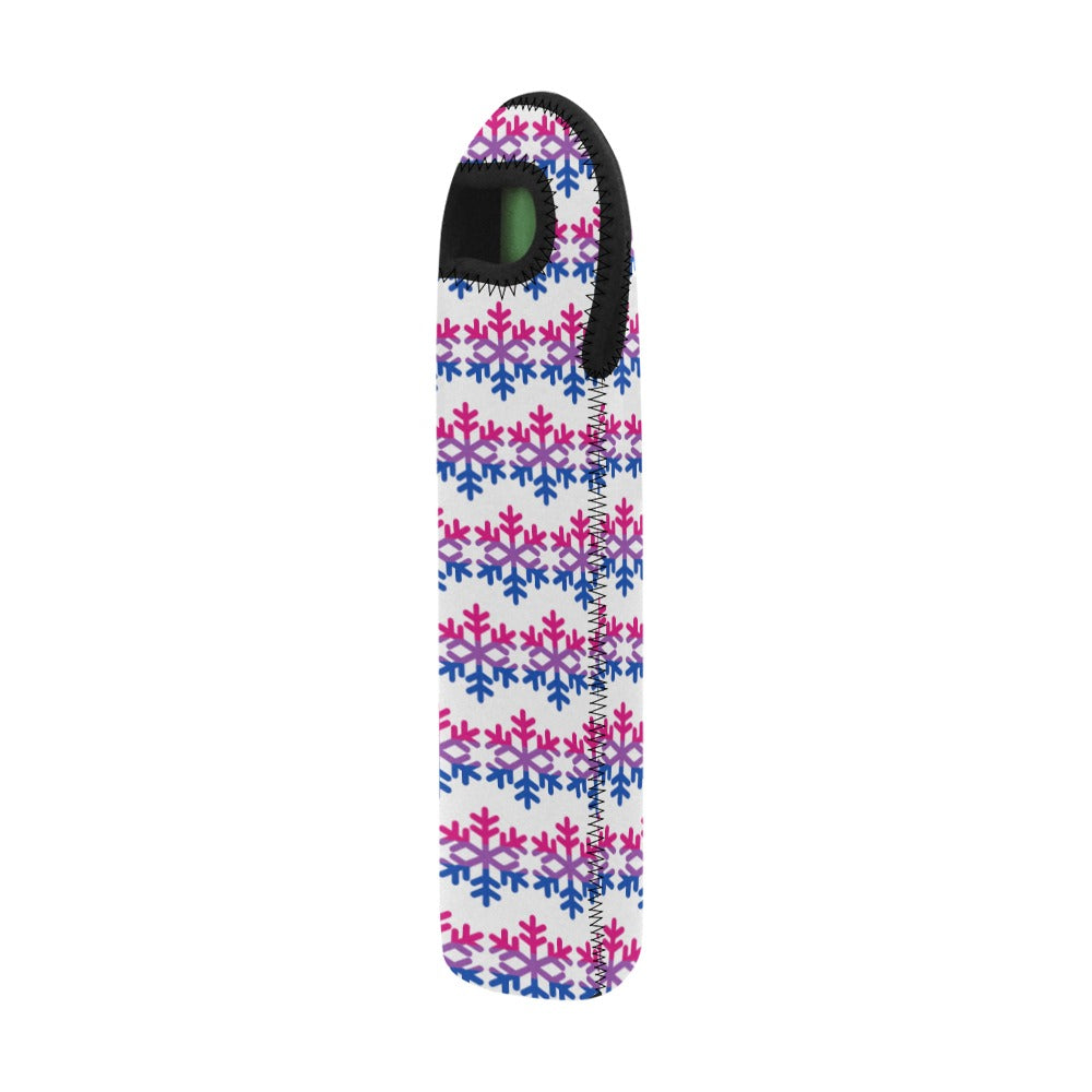 Bisexual Pride Flag Snowflake Neoprene Wine Bag