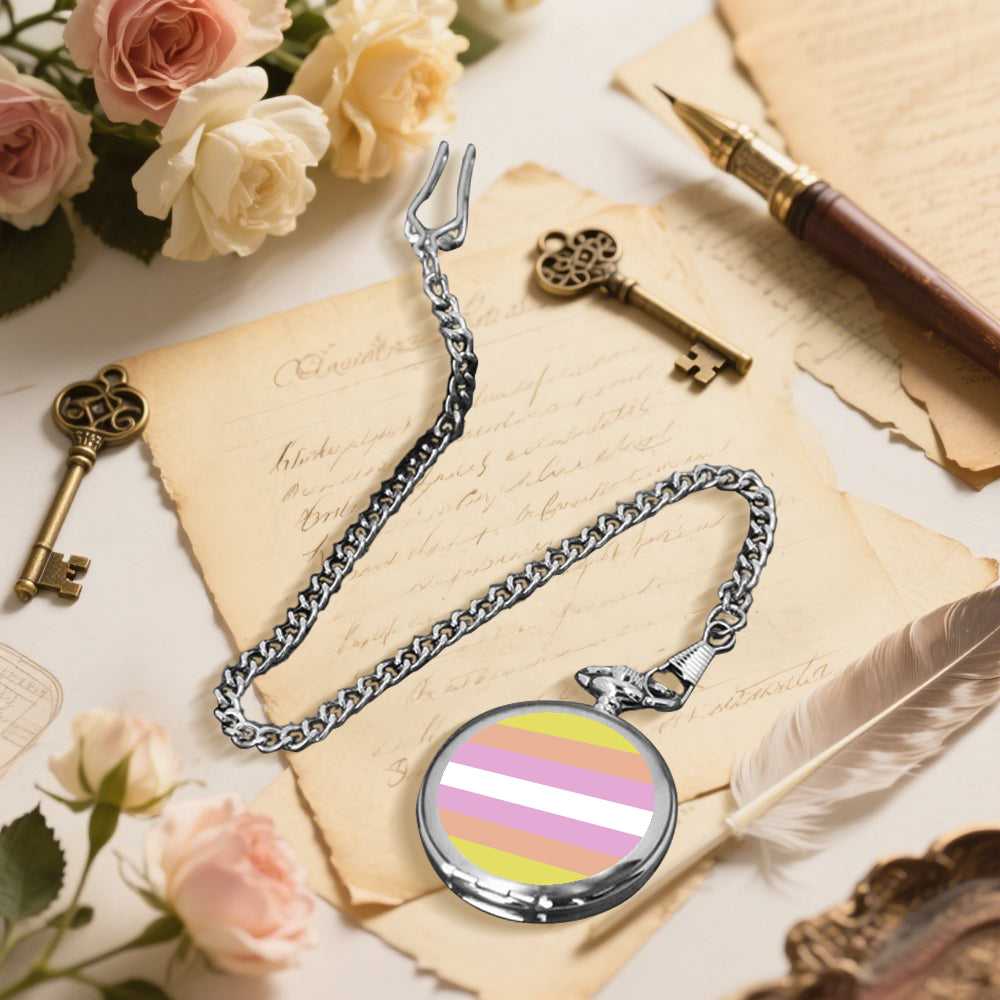 Pangender Pride Flag Round Pocket Watch