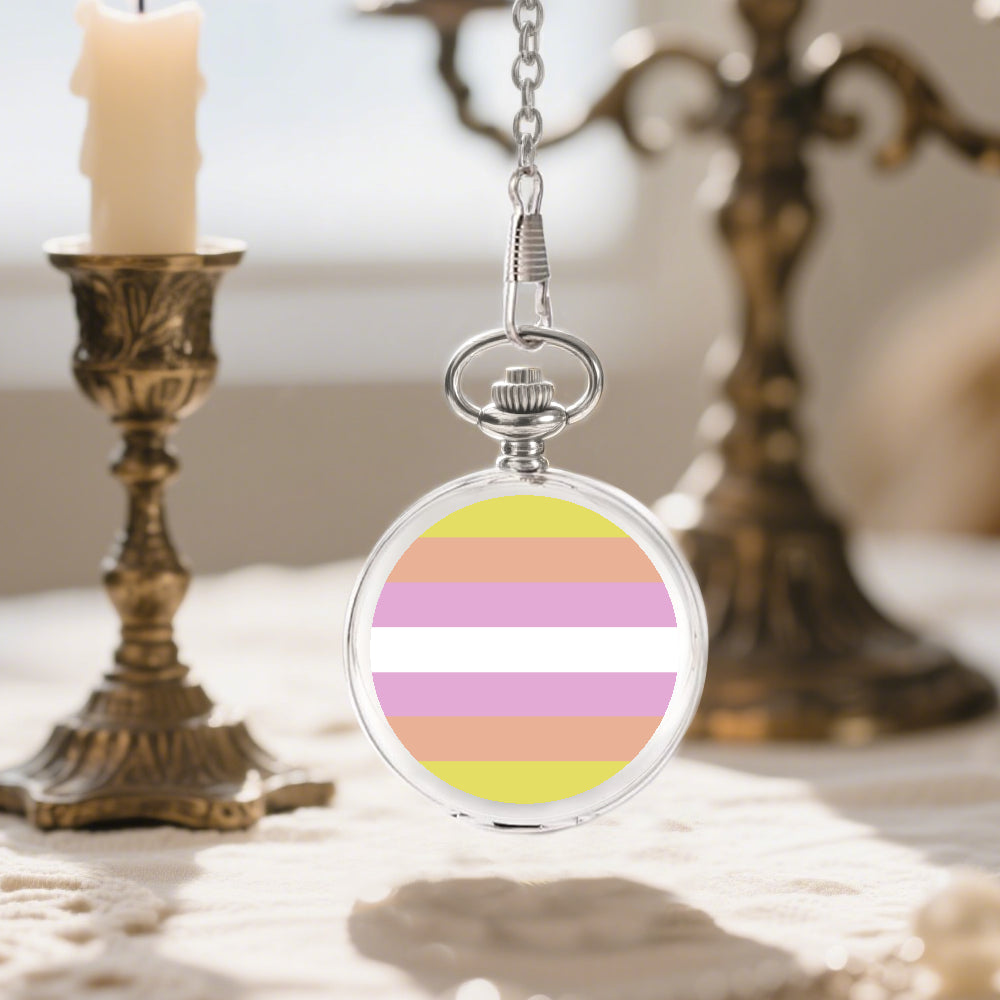 Pangender Pride Flag Round Pocket Watch