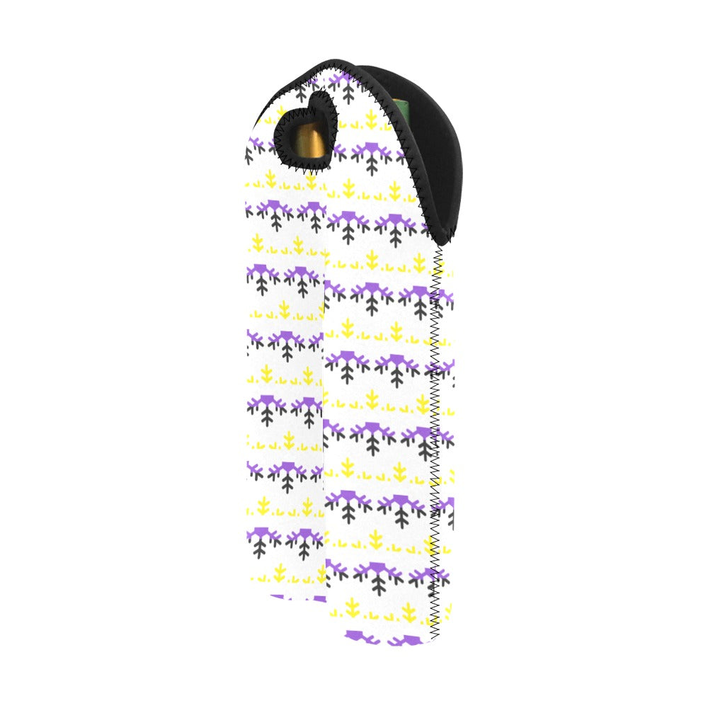 Non-Binary Pride Flag Snowflake 2-Bottle Neoprene Wine Bag