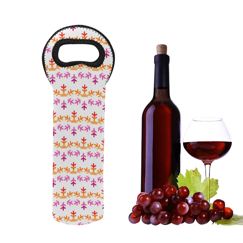 Lesbian Pride Flag Snowflake Neoprene Wine Bag