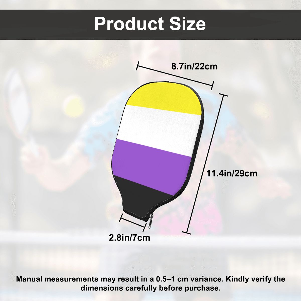 Non-Binary Pride Flag Pickleball Paddle Cover