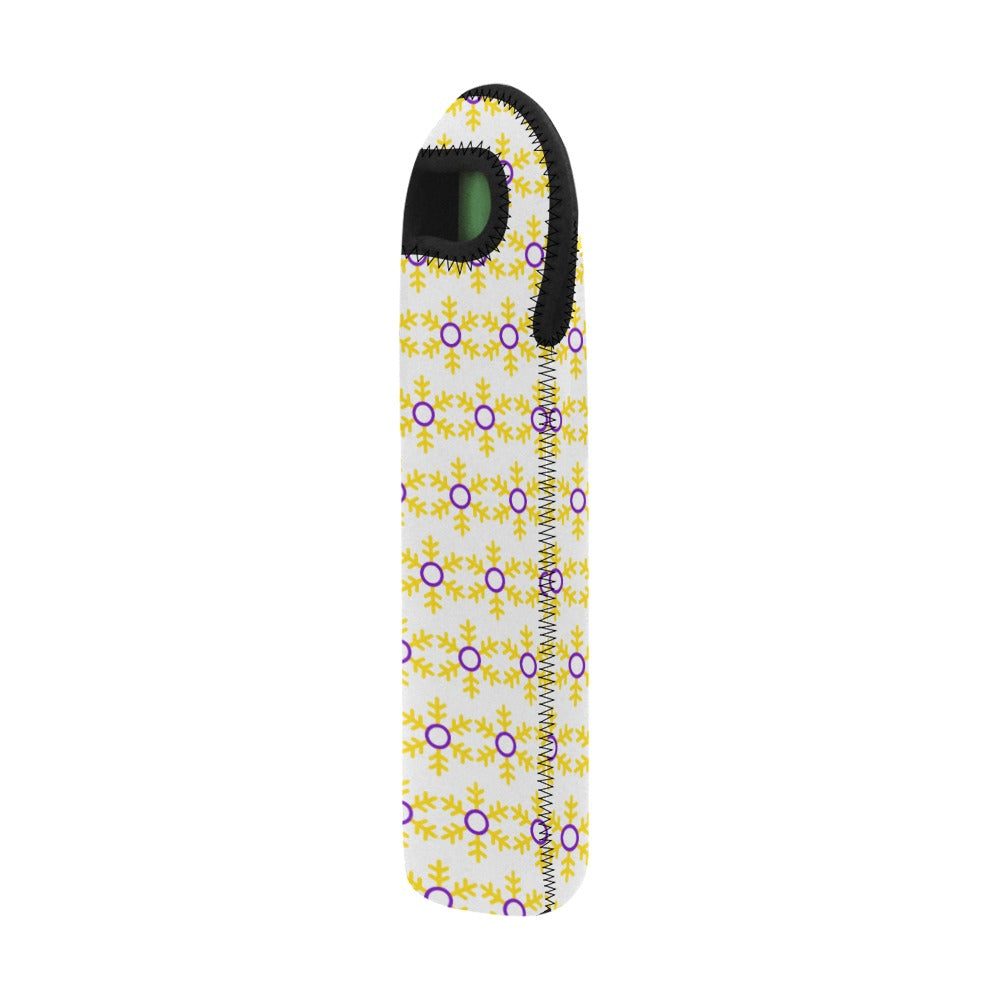 Intersex Pride Flag Snowflake Neoprene Wine Bag