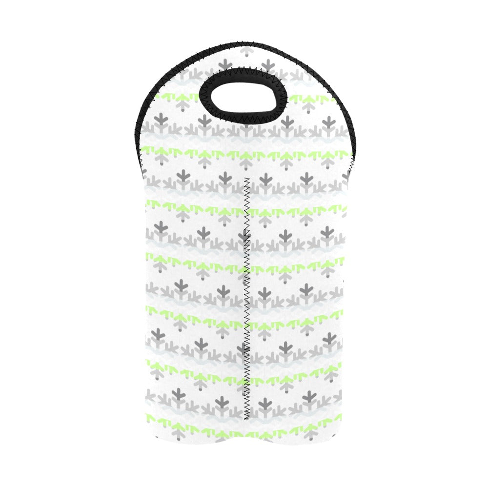 Demiagender Pride Flag Snowflake 2-Bottle Neoprene Wine Bag