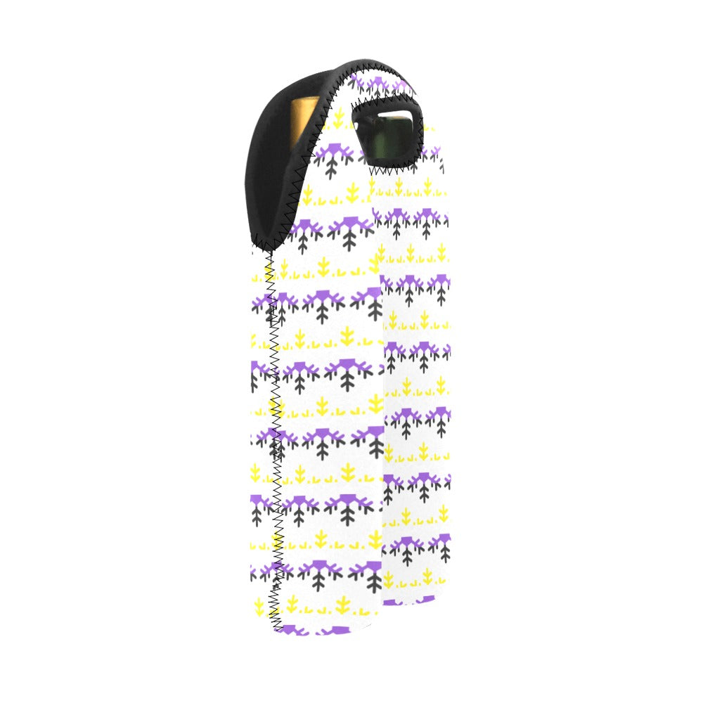 Non-Binary Pride Flag Snowflake 2-Bottle Neoprene Wine Bag